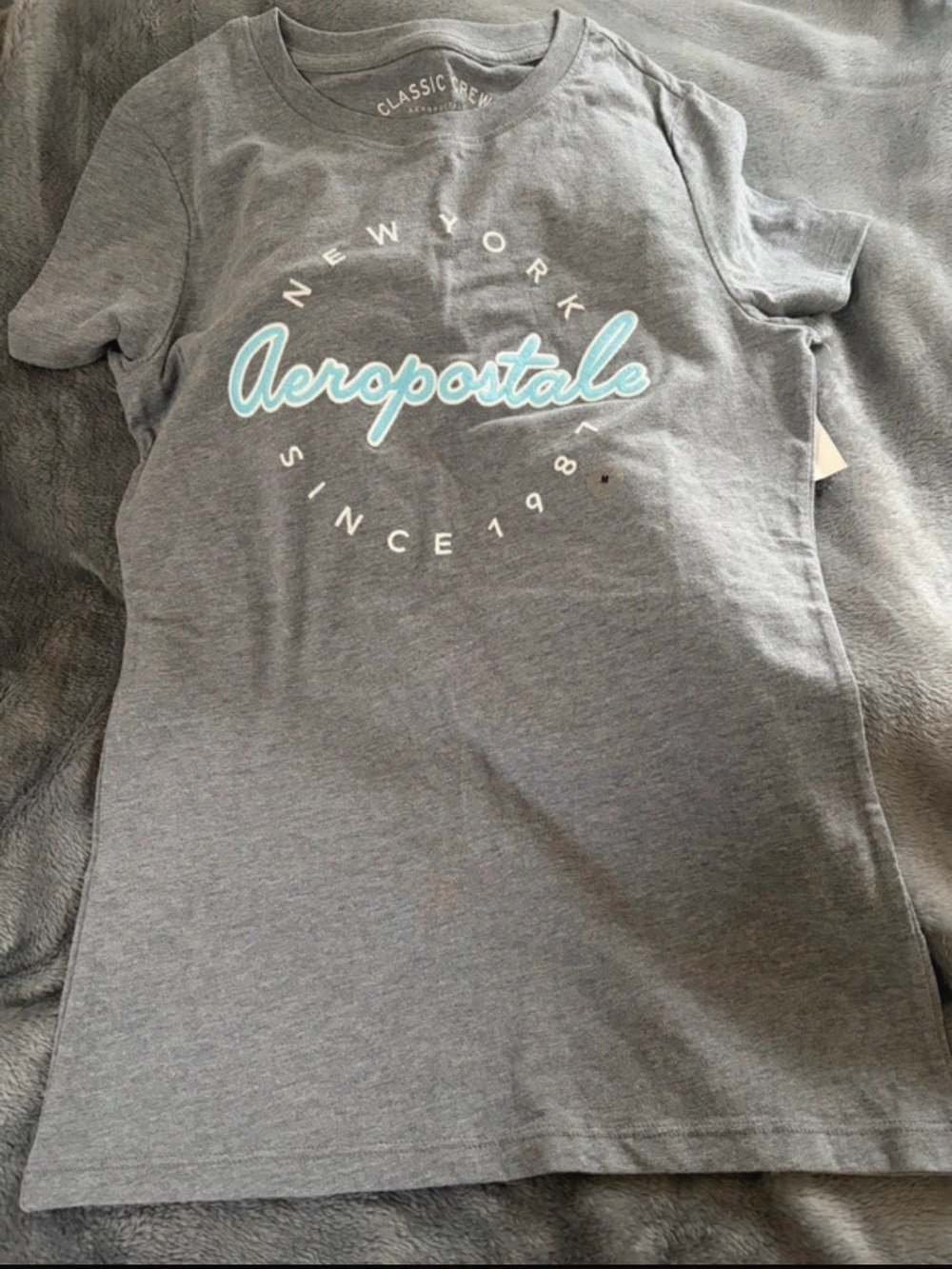 NWT Aeropostale Gray Tee with Aqua Logo Script